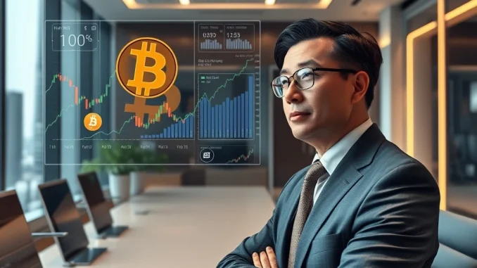 Revolutionary Bitcoin News Today: Quantum Solutions' Bold $10M Move Signals Japan's Embrace of Digital Assets A Japanese corporate executive observing a Bitcoin chart, symbolizing Quantum Solutions' Bitcoin acquisition as a Yen depreciation hedge.