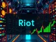 Riot Platforms Bitcoin mining facility with stock market performance charts