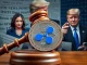 Ripple SEC lawsuit origins, featuring a legal gavel and XRP logo amidst political figures, illustrating the complex intersection of crypto, law, and politics.