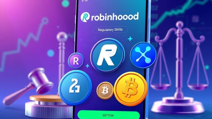 Robinhood Crypto platform displaying HBAR and Solana symbols, representing its expanded altcoin offerings and market growth.