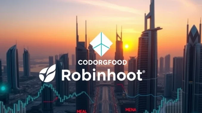Robinhood Dubai's strategic expansion into the MENA market, symbolized by Dubai's financial district.