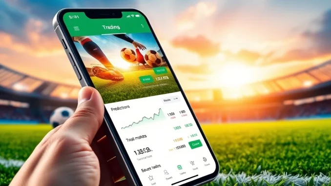A smartphone displaying the Robinhood app interface with football prediction markets, highlighting Robinhood's venture into sports trading.