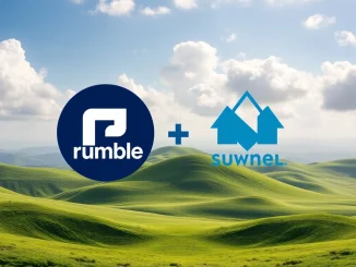 Illustrative image of Rumble and Northern Data logos merging, symbolizing a strategic acquisition to expand GPU cloud capabilities.