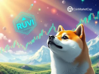 Ruvi AI's projected explosive growth challenging Dogecoin's market presence, symbolizing a new era in crypto innovation.