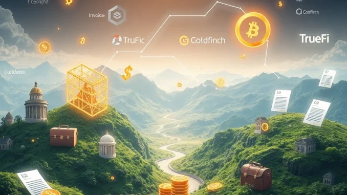 Revolutionary RWA Tokenization: Centrifuge, TrueFi, Goldfinch Ignite a 30% CFG Surge as DeFi Bridges Traditional Finance A visual representation of RWA tokenization bridging traditional finance and DeFi, highlighting Centrifuge's impact on capital flow.