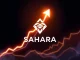 SAHARA cryptocurrency logo with a surging price graph in the background