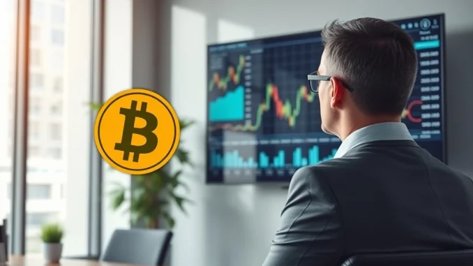 Semler Scientific's strategic Bitcoin investment is symbolized by a corporate professional reviewing crypto charts, highlighting growing BTC holdings.