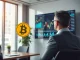 Semler Scientific's strategic Bitcoin investment is symbolized by a corporate professional reviewing crypto charts, highlighting growing BTC holdings.
