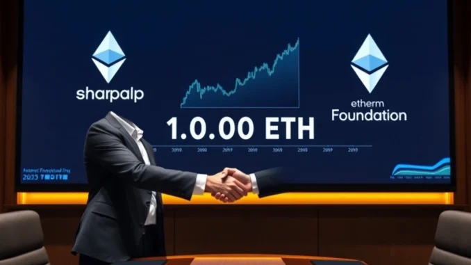 Sharp Gaming's monumental Ethereum purchase from the Ethereum Foundation, symbolizing a major crypto investment.