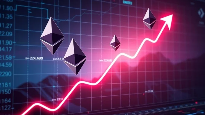 SharpLink Gaming's strategic Ethereum purchases are reflected in a rising financial chart, indicating a significant crypto investment.
