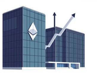 Sharplink Gaming's strategic Ethereum investment represented by a digital crypto graph ascending from a gaming company logo.