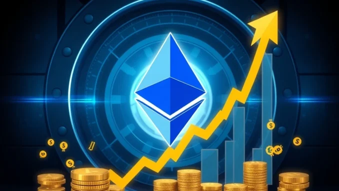 SharpLink Gaming's bold Ethereum investment strategy depicted with ETH logo and financial growth, showcasing corporate crypto adoption.