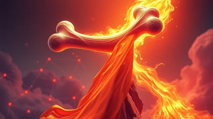Shibarium BONE burn plan success: a digital bone token rising rapidly with charts, symbolizing the 15% price surge after the overwhelming vote.