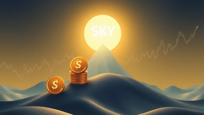 Visualizing Sky Protocol's significant SKY token buyback, symbolizing financial strength and market confidence in decentralized finance.