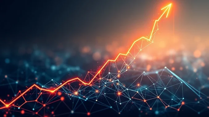 A visual representation of the SLF crypto price surge, depicting rapid growth and technological advancements in blockchain interoperability.