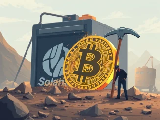 Solana News: Visualizing Bit Mining's strategic shift from Bitcoin mining to Solana investment, symbolizing crypto diversification.