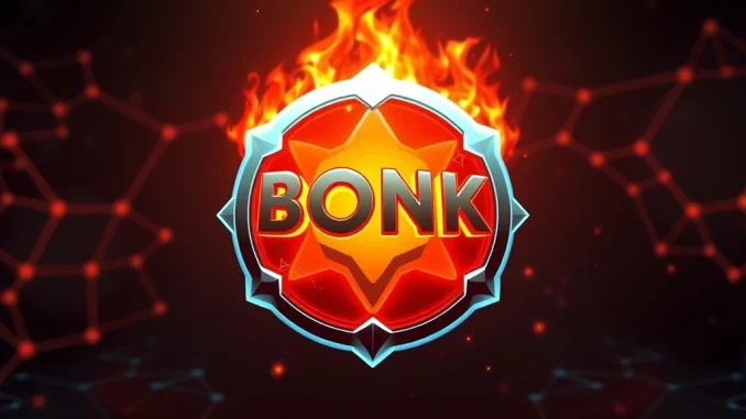 BONK meme token logo burning on Solana blockchain background