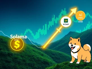 A chart illustrating Solana's price dip and the shift of investor interest towards UNIL and Shiba Inu, reflecting a crucial crypto market correction.