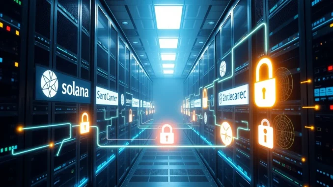 Solana enterprise blockchain solution bridging public chain speed with private network compliance for businesses.