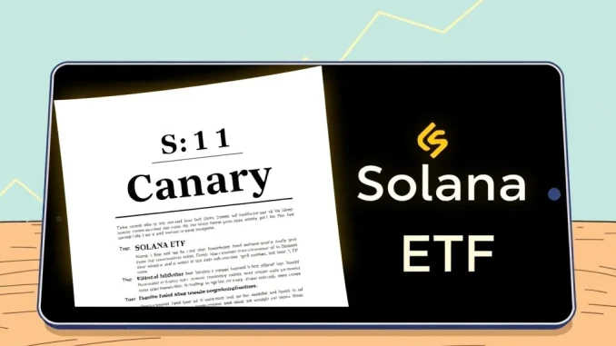 Canary's updated S-1 filing for a Spot Solana ETF, representing progress in digital asset investment and regulatory approval.