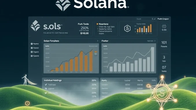 A financial chart illustrating the significant Solana (SOL) institutional holdings, emphasizing the $1.77 billion investment and its market implications for the digital asset.