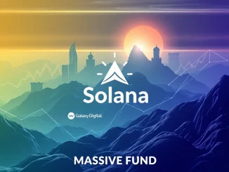Depiction of a significant Solana investment fund, symbolizing the $1 billion capital raise by Galaxy, Jump, and Multicoin for SOL purchase.