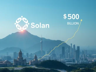 A visual representation of Solana's potential for explosive market cap growth, symbolizing its journey towards a $500 billion valuation.