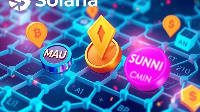 Solana news highlights MAU, CLUELESS, SUNK, and CMINI tokens surging in trading volume.