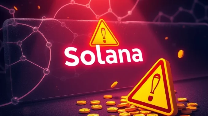 Warning sign on Solana blockchain highlighting Rugproof launchpad potential scam