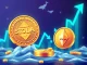 Solana and Stellar coins with rising price charts and whale activity
