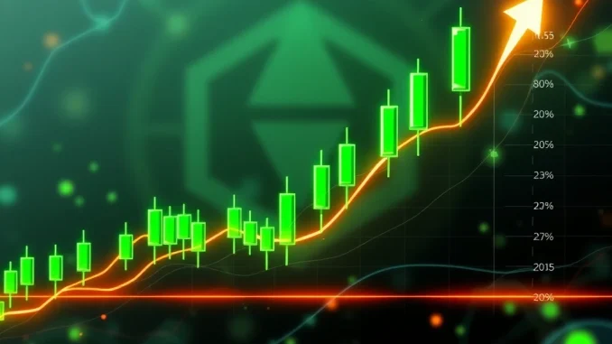 A vibrant chart showing Solana price (SOLUSDT) surging upwards, illustrating strong bullish momentum and key technical analysis points.