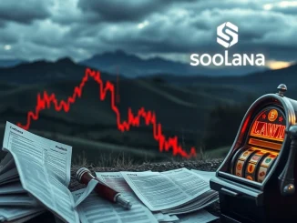 Depiction of PUMP token's dramatic price crash and legal documents, symbolizing the Pump.fun lawsuit and its impact on Solana.