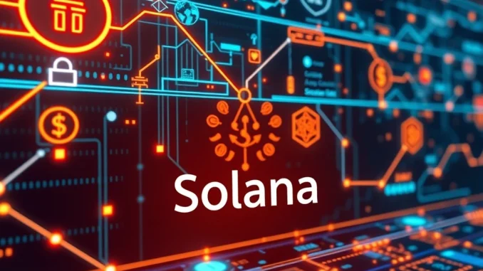Visualizing Solana's ambitious 2027 roadmap transforming internet capital markets with reduced fees and advanced blockchain finance.