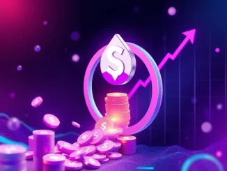 A chart showing rapid growth of the Solana Staking ETF, symbolizing its success and 100% SOL Staking Rewards distribution.