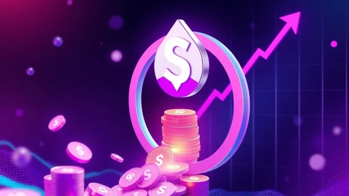 A chart showing rapid growth of the Solana Staking ETF, symbolizing its success and 100% SOL Staking Rewards distribution.