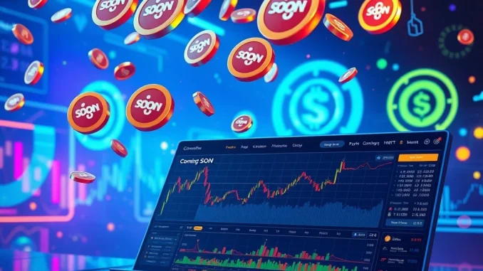 Visualizing the exciting SOON airdrop of 1.5 million tokens for crypto copy-trading participants on simpfor.fun, featuring NFTs.