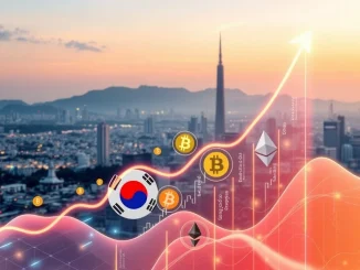 A chart showing the explosive growth of South Korea crypto assets and overseas financial holdings, illustrating the significant market surge.