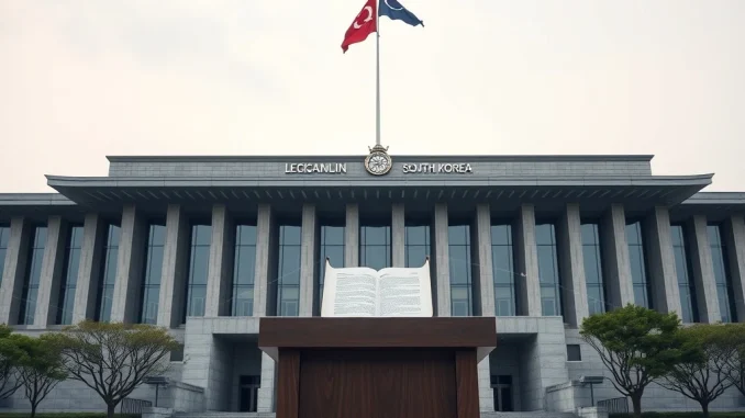 South Korean National Assembly building, symbolizing the advancement of the crucial South Korea crypto bill and virtual asset legislation.