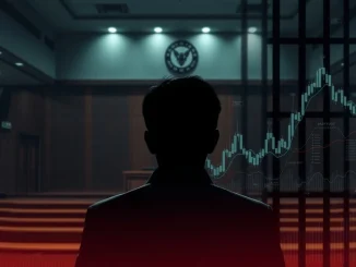 A visual metaphor for financial downfall in South Korea, highlighting the severe consequences of misusing funds in crypto futures trading.