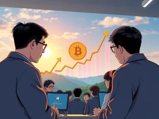 A chart showing bullish trends for Bitcoin, reflecting the optimism of South Korean Bitcoin investors in a recent market survey.