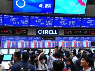 South Korean retail investors trading Circle stock in a busy exchange