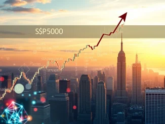 Visualizing the S&P 500 all-time high on a digital chart, indicating strong market performance and its potential crypto market correlation.