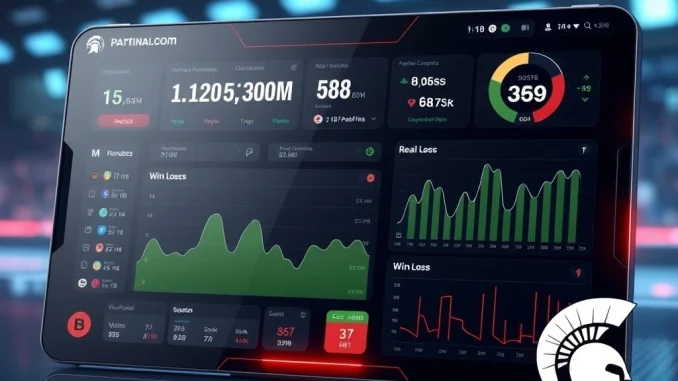 Spartans.com betting dashboard showing real-time win/loss tracking for cryptocurrency users