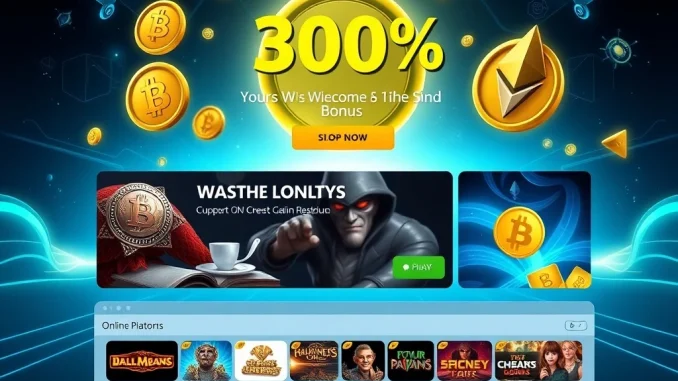 Spartans crypto casino platform with Bitcoin and Ethereum integration offering a 300% welcome bonus.