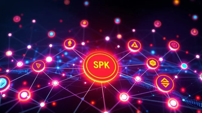 Visualizing the phenomenal growth and interconnectedness of the SPK token ecosystem, highlighting major protocol upgrades and cross-chain liquidity.
