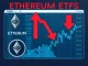 A digital chart illustrating the **Spot ETH ETFs** experiencing significant net outflows, with red arrows pointing down, representing the $164.6 million drop.