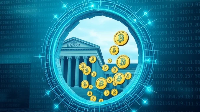 Illustrates the Bank Policy Institute's warning about the GENIUS Act stablecoin yield loophole impacting US banks.