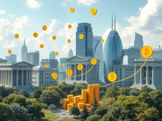 A visual representation of the impending stablecoin surge, showing traditional banks integrating digital assets and driving significant financial growth.
