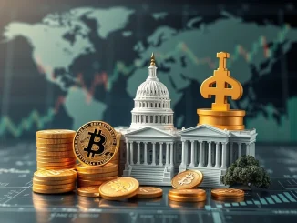 Stablecoins transforming the US financial system by purchasing US Treasuries, symbolizing crypto's growing role in government finance.