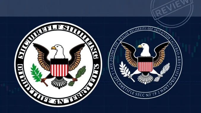 US SEC reviewing a Staked INJ ETF proposal, symbolizing regulatory scrutiny and potential crypto market expansion.